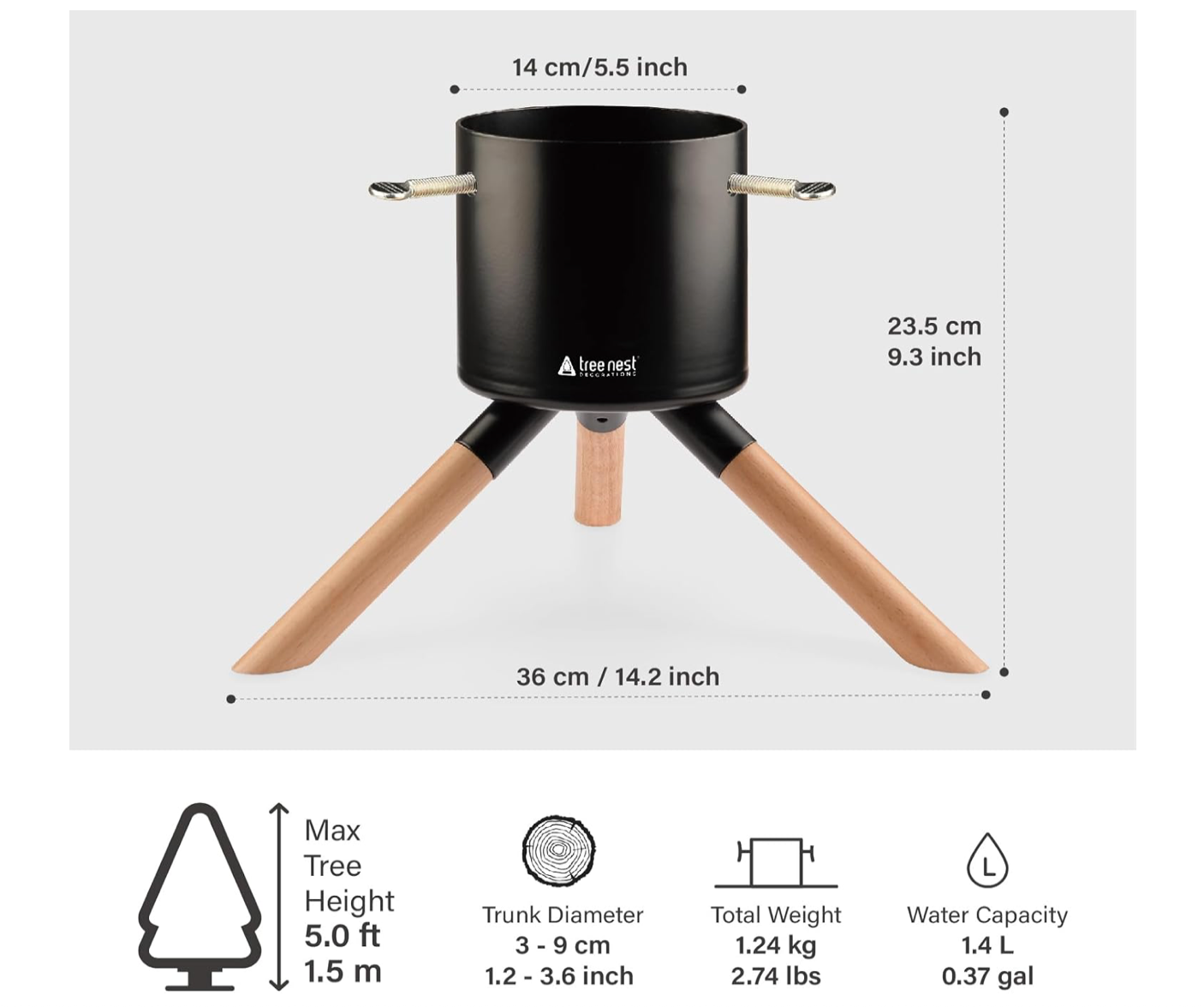 Modern Tabletop Christmas Tree Holder Black