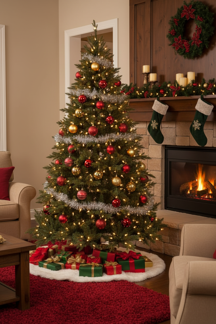 Fraser Fir – Fireplace Decorated